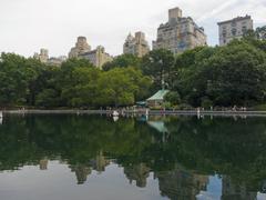 Upper East Side view across Conservatory Water in Central Park, New York