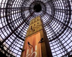 Abseilers descending the shot tower at Melbourne Central Shopping Centre