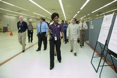 FEMA External Affairs worker leads a tour at the JFO in McAllen, Texas