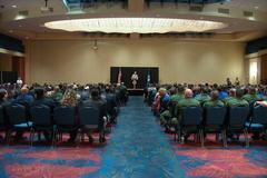 Secretary John Kelly holding a DHS employee engagement town hall in McAllen, Texas