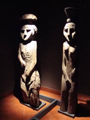 19th century Mapuche wooden sculptures in Museum of Pre-Columbian Art, Santiago, Chile