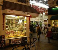 A butcher inside Oxford's Covered Market