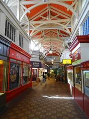 Inside the Covered Market with various shops and stalls