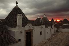 Alberobello historic townscape at night