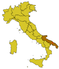 Map showing location of Alberobello in Italy