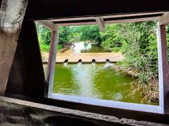 view from Crooks covered bridge in Indiana showing the river below