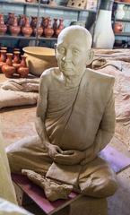 Terracotta monk sculpture at Baan Müang Kung, Chiang Mai