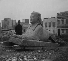 Panoramic view of Alexandria, Egypt in a historic black and white photograph