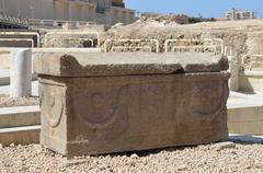 Sarcophagi at Pompey's Pillar archaeological site in Alexandria