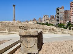 Pompey's Pillar in Alexandria archaeological site