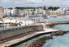 Aerial view of Otranto, a small port city with historical significance on the Adriatic Sea