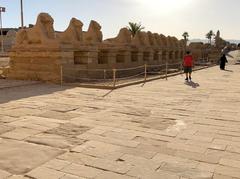 Karnak Temple in Luxor with Sphinx-lined pathway