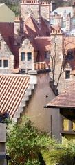 View of Dean Village, Edinburgh with scenic river and historic buildings