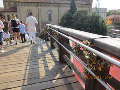 Calatrava Bridge in Venice with eternal lovers' locks