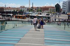 Piazzale Roma from the steps of Ponte della Costituzione in Venice, Italy