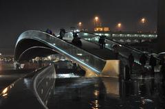 Night view of the Constitution Bridge over the Grand Canal in Venice