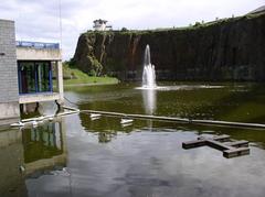 Quarry at Deep Sea World with a cafeteria building on the left