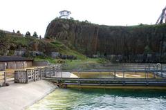 Seal pens at Deep Sea World next to the Forth Rail Bridge