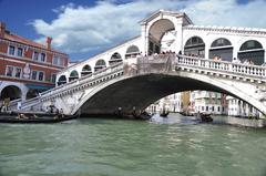 Grand Canal with gondolas near Rialto in Venice