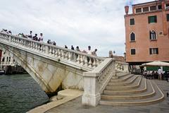 Ponte degli Scalzi steps in the Santa Croce district, Venice, Italy