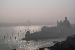 Basilica di Santa Maria della Salute in Venice under the mist