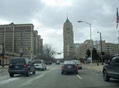 Cadillac Place and Fisher Building in Detroit, Michigan