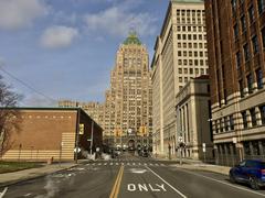 Fisher Building in Detroit from 2nd Avenue in front of the Argonaut Building