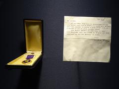 Purple Heart medal and note sent to President Truman on display at the Harry S. Truman Presidential Library