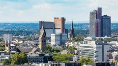 View of southern Cologne with Apostelnkirche, Justizzentrum, and Uni-Center