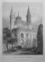 Steel engraving of the Church of the Apostles at Cologne by William Tombleson