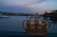 Royal crown on the Skeppsholmen bridge in Stockholm