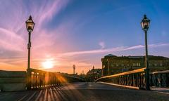 Skeppsholmsbron at sunset in Stockholm