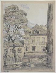 Drawing of Place du Tertre in Montmartre, 1926