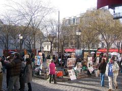 Montmartre district in Paris at sunset