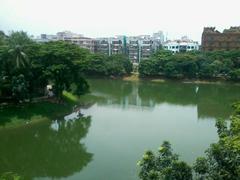 Dhanmondi Lake with walking roads and people enjoying the view