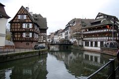 Quartier de la Petite France with historical buildings and canal in Strasbourg