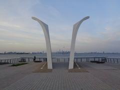 Postcards 9/11 memorial in Staten Island with view of Lower Manhattan