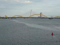 The Dragon Bridge and the Tran Thi Ly Bridge seen from the Han River Bridge in Da Nang