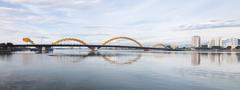 Panoramic view of Dragon Bridge crossing Hàn River in Da Nang, Vietnam