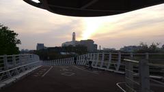 Dream Mall viewed from Star-of-Cianjhen Bike Bridge at sunset