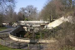 The bear pit at Dudley Zoo in West Midlands, England