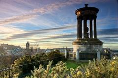 Dugald Stewart Monument on Calton Hill overlooking Edinburgh