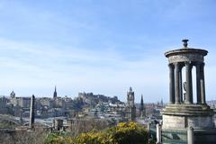 view of Calton Hill with iconic monuments in Edinburgh