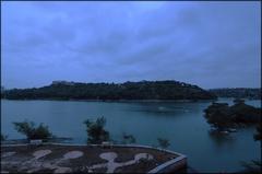 Early morning view of Durgam Cheruvu, the Secret Lake, near Madhapur, Hyderabad, India