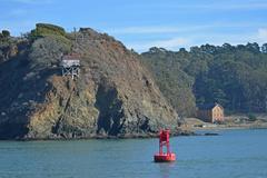 Scenic view of Angel Island with clear blue skies and calm waters