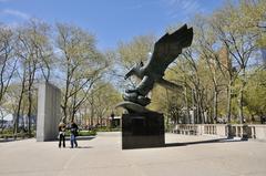 East Coast War Memorial bronze eagle on granite pedestal in New York City