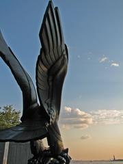 East Coast Memorial in Battery Park with the Statue of Liberty in the lower right corner