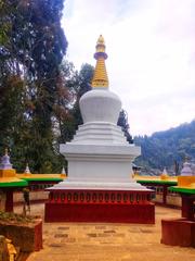 Entrance of Enchey Monastery with traditional gate and colorful decorations