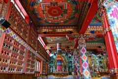 Interiors of the Prayer hall at Enchey Monastery