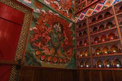 Interiors of Prayer Hall at Enchey Monastery in Gangtok district, East Sikkim